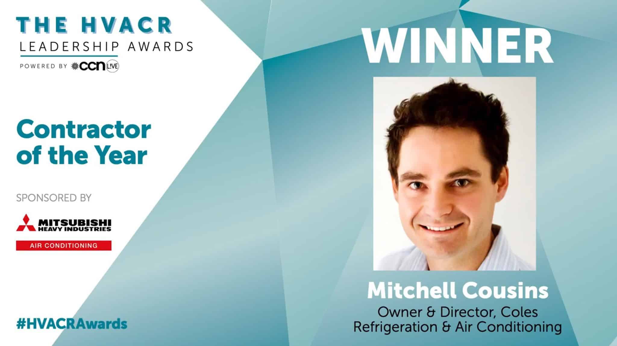 Mitchell Cousins, Owner of Coles Refrigeration, wins HVACR Contractor of the Year